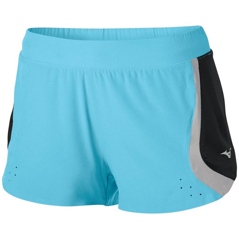 Womens Mizuno Aero 2.5" Shorts Blue Turquoise/Black Philippines (ERYIBJ592)